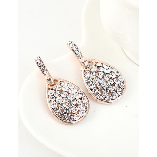 LRC Anting Tusuk Fashion 14k Gold Drop-shaped Cutout Stud Earrings With Rhinestones Y63697