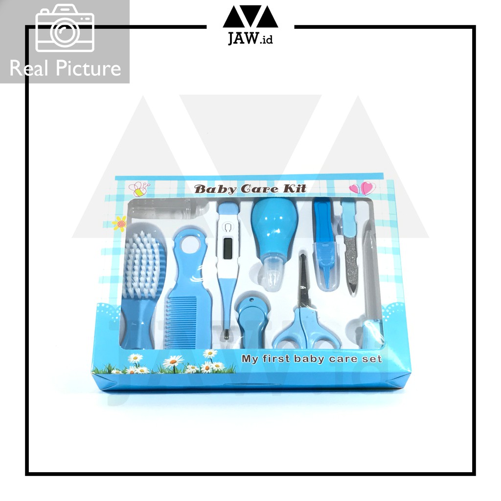 Baby Care Kit 10 in 1 Kado Lahiran Set Perlengkapan Bayi Sisir Bayi-Biru