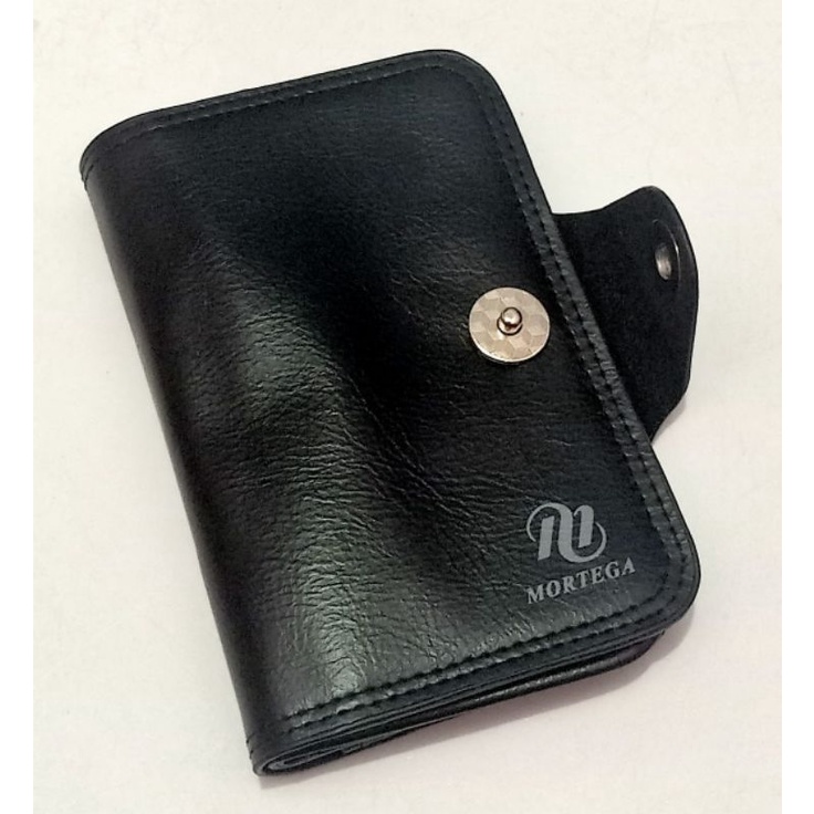 Dompet kulit Pria Lipat Dua Dompet kulit ukuran tanggung 3/4 Kancing Magnet Quality Premium