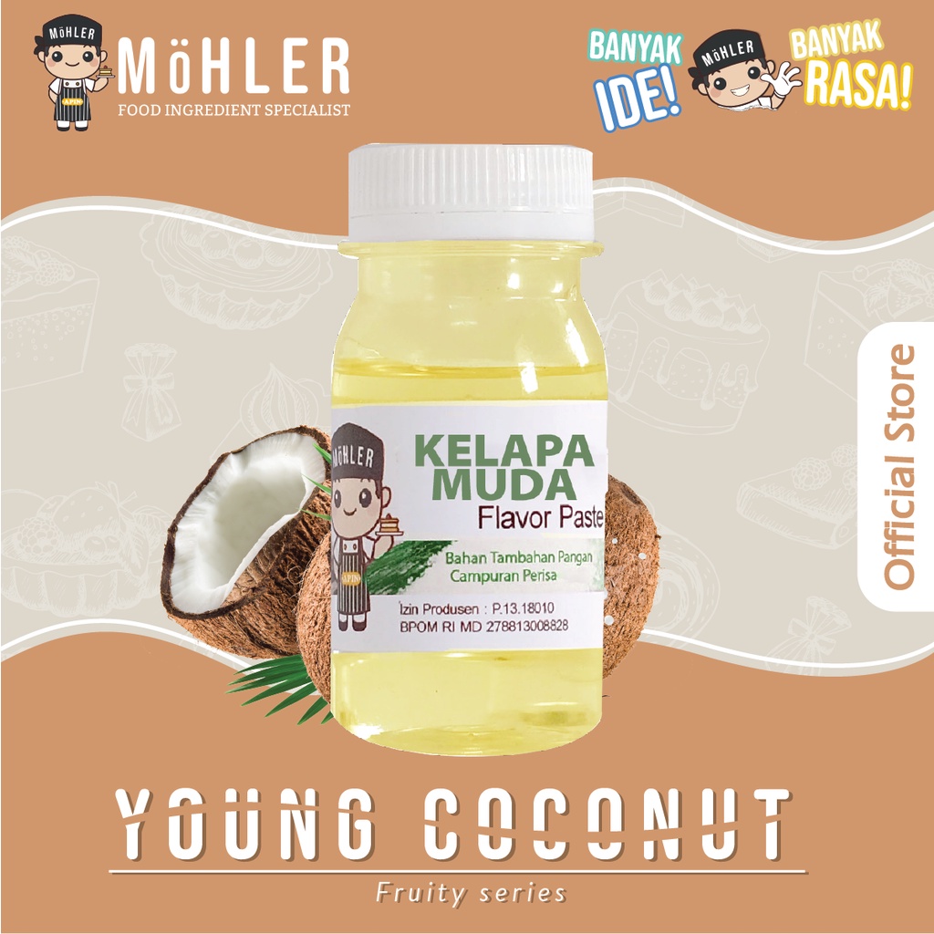 MOHLER Pasta perisa pewarna KELAPA MUDA / YOUNG COCONUT (KLIK KOMBO HEMAT UNTUK BELI 1 GRATIS 1)