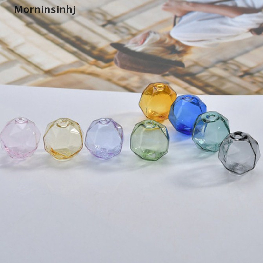 Mornin 1pcs Double Hole 16mm Diamond Glass Ball Globe Beads Botol Kaca Berongga id