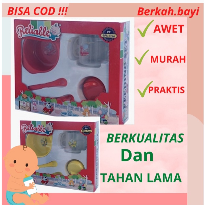 Feeding set Reliable / Tempat Makan Bayi Set Peralatan Makan Bayi / Kado Lahiran Bayi Tempat Makan