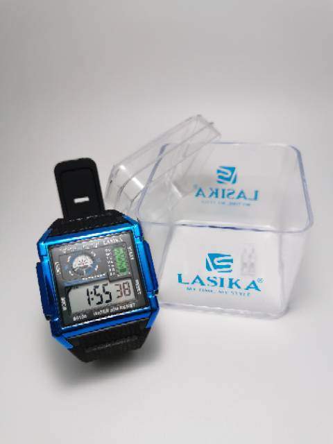 Jam tangan digital model segi petak Sporty water Resist Lasika 6108