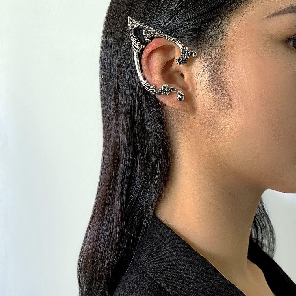 Suyo Punk Peri Pesta Wanita Warna Silver Goth Elf Ear Clip