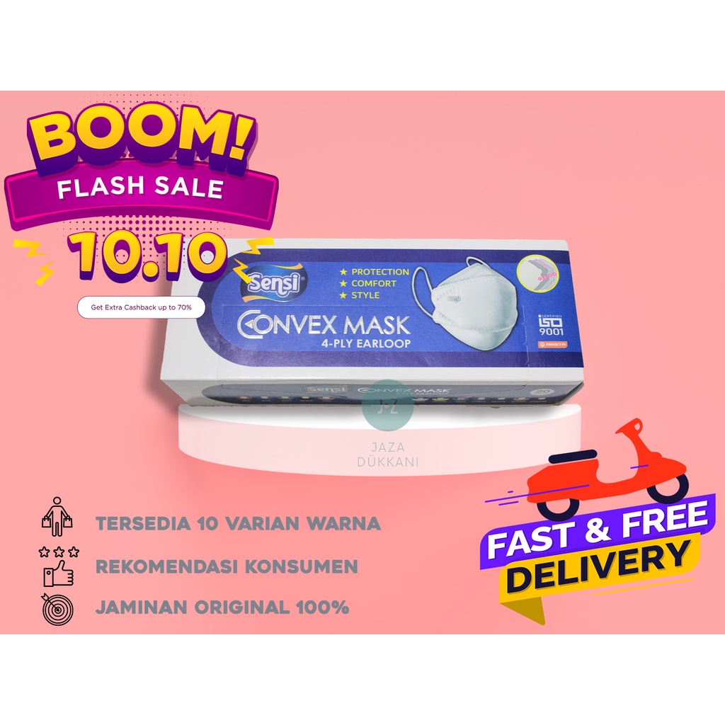 Box Version - SENSI Duckbill CONVEX MASK 4PLY (Resmi PT.Arista Latindo) 20Pcs/Box