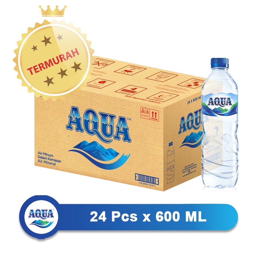 

Aqua 600ml Air Mineral Botol Isi 24 Pcs