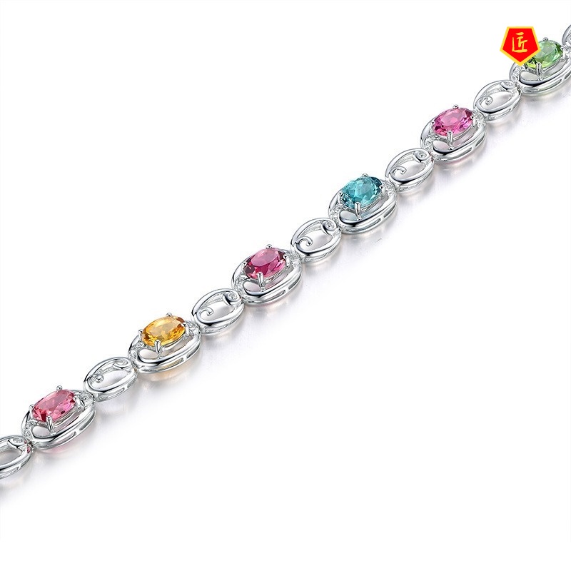 [Ready Stock]Elegant Creative Colored Gems Ruby Bracelet