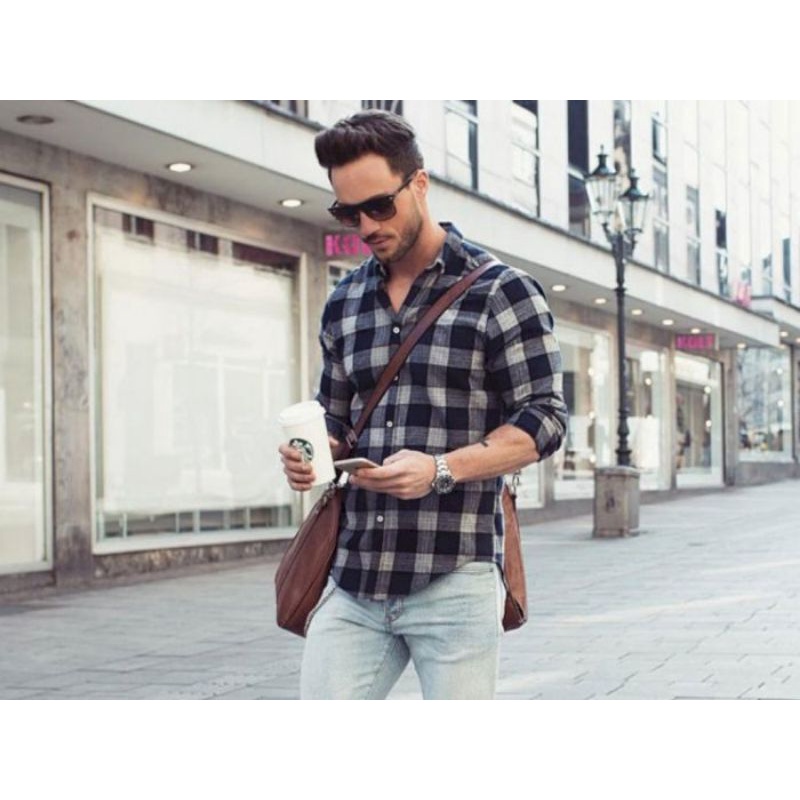 Kemeja Flanel Wanita Flanel Wanita Casual Lengan Panjang  Atasan Wanita  Kemeja Wanita-2