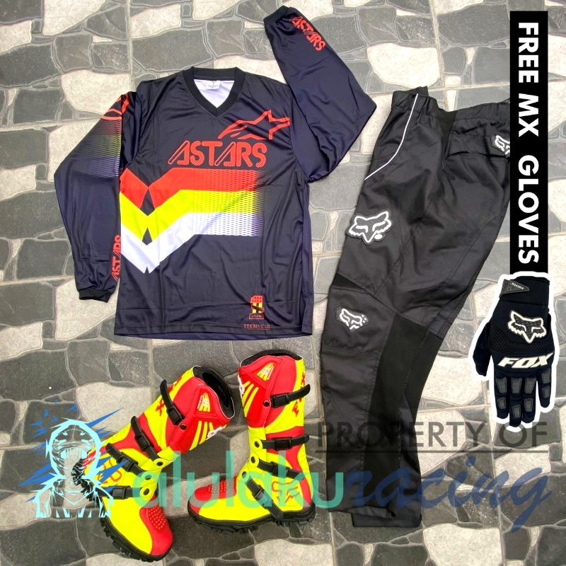 Jersey, Celana, Sarung Tangan &amp; Sepatu SV Fullset MX Trail Motocross - Paket Bundling ASCTSV030113-F41