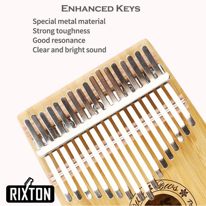 Rixton Kalimba 17 Key Thumb Piano with Tuning Hammer Portable Mahogany Body Finger Piano Kit