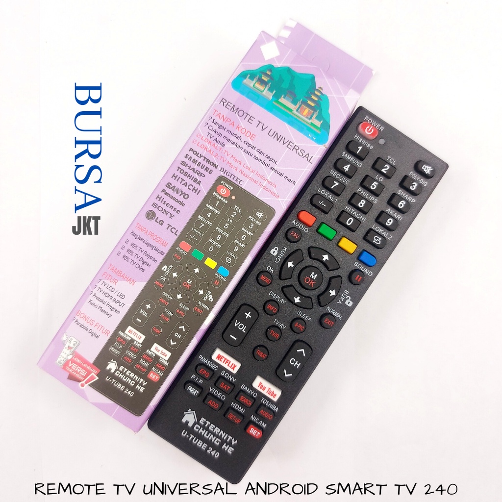 REMOTE TV UNIVERSAL YOUTUBE NETFLIX POLYTRON SAMSUNG TOSHIBA LG TCL TANPA PROGRAM UTUBE 240