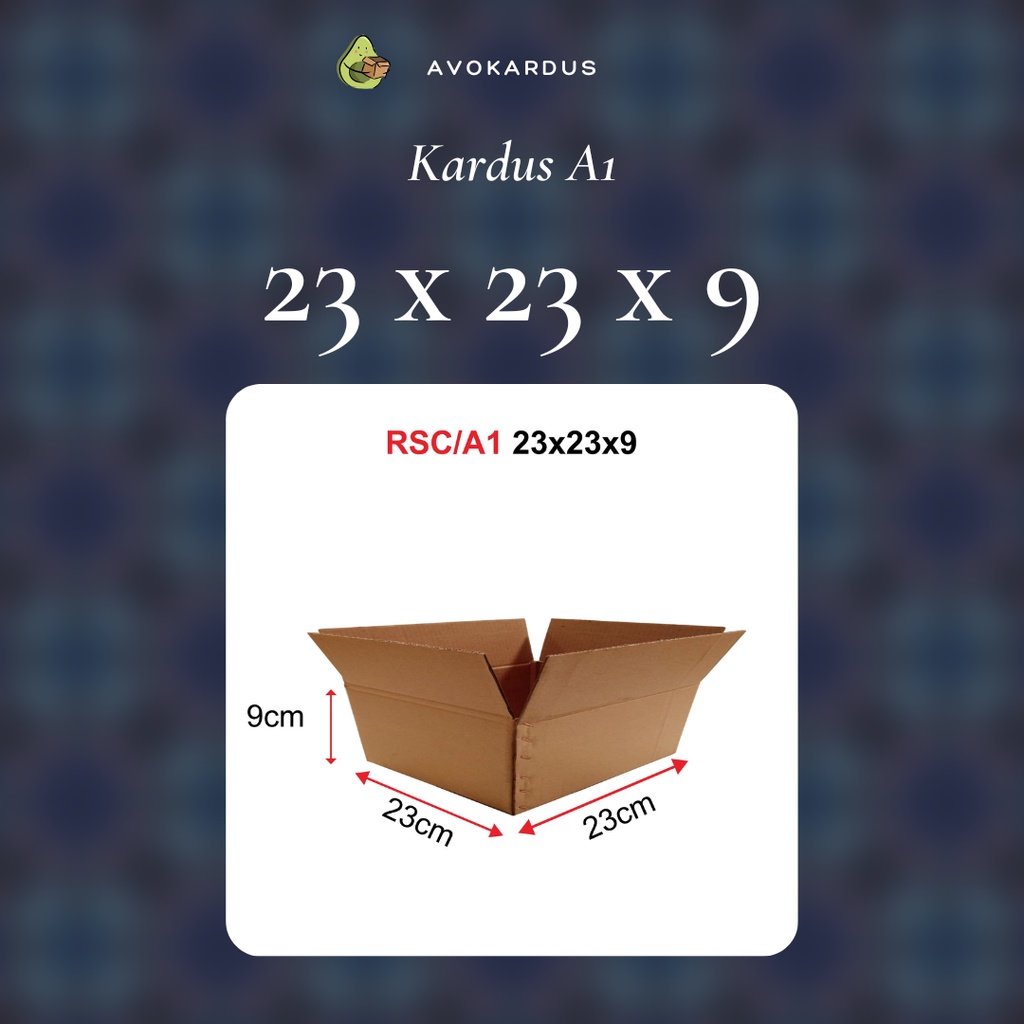 

Kardus / Box / Karton / Packing / Packaging / Kotak / Dus RSC / A1 – 23 x 23 x 9 B-Flute