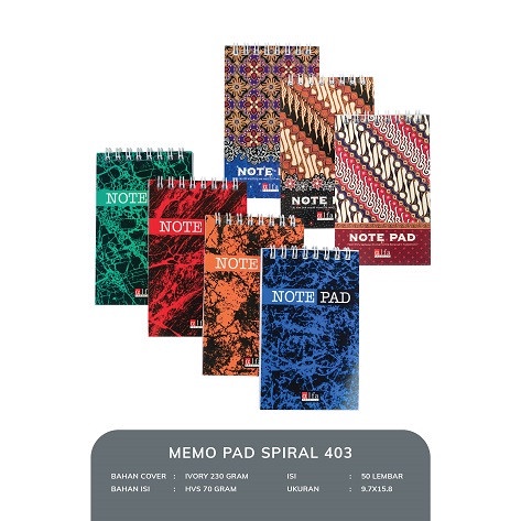 

Memo Note Pad Spiral 403 Alfa