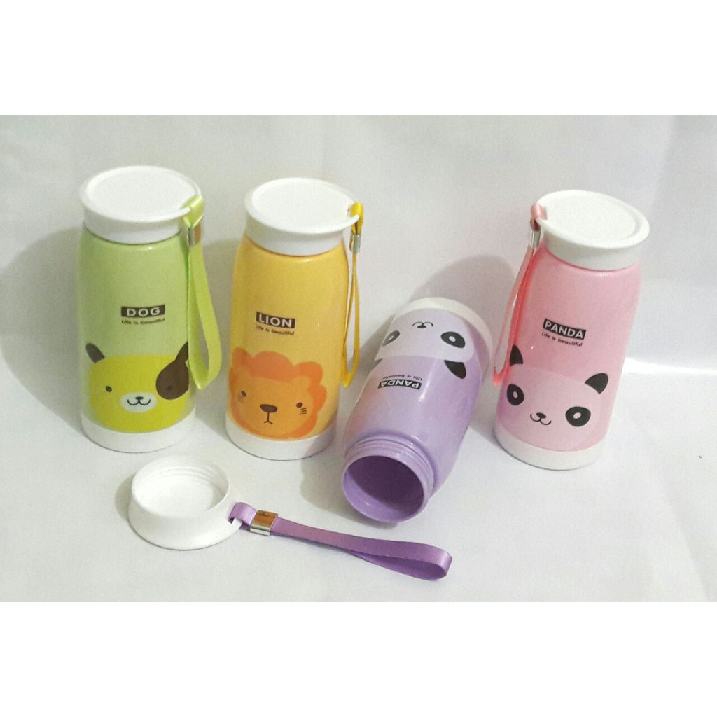 B34-1 Botol minum karakter Animal rabbit, panda , lion dan dog 550ml / Botol Anak Lucu Unik-2