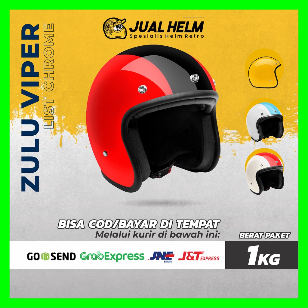 HELM RETRO ZULU VIPER LIST RUBBER ( Bogo / Vespa / Klasik )