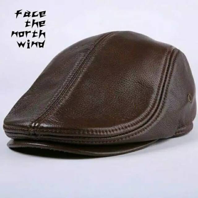 TOPI PET KULIT/TOPI KULIT PRIA MODEL PET Topi kulit / topi pet dewasa / newsboy cap / pelukis / cope