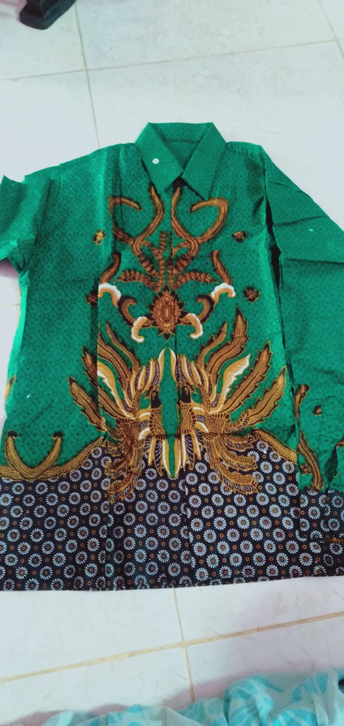 Batik Couple Keluarga Sania Ruffle Ori Ndoro Jowi Dnt Motif Hijau Daun