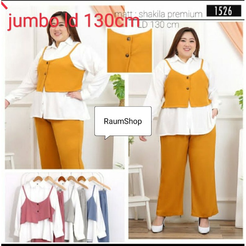 Setelan Celana Wanita Rompi Jumbo Ld 130cm Premium /SetCel Wanita Big Size Ld 130cm/Atasan Wanita Su
