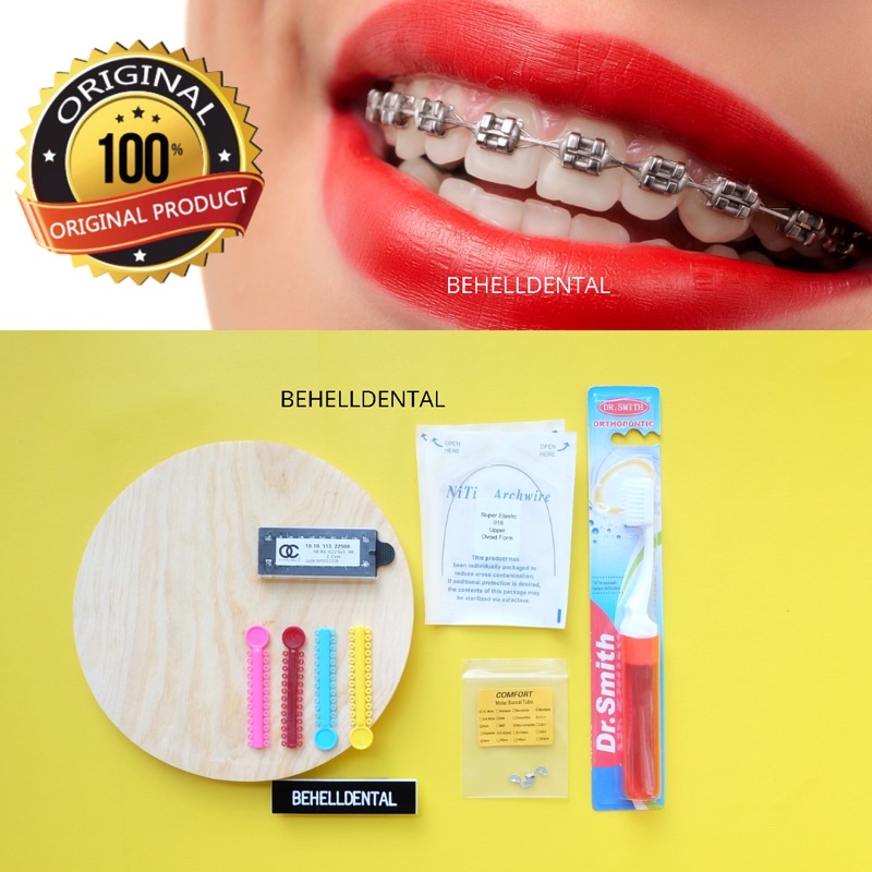 PAKET BEHEL PERMANEN METAL ORTHO BRACKET ORTHO CLASSIC USA ROTH WITH HOOK - Braces Dental OC OrthoClassic Untuk Perbaikan / Perawatan Gigi - Kawat Orthodontic Metalic - Behelldental