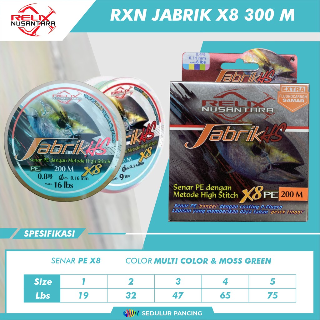 JABRIK HS SENAR PE X8 RELIX NUSANTARA CONNECTING 100 METER CONNECTING MOSS GREEN 100 M PACK 200 300