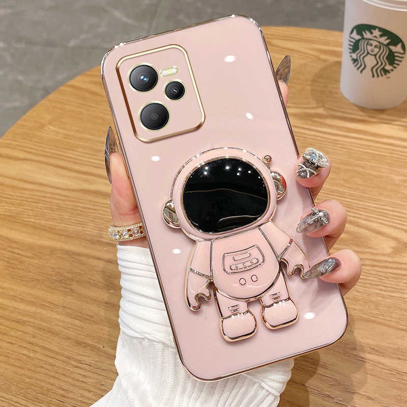 Casing Ponsel OPPO Realme C31 C21 C11 C15 C35 4G Realme Narzo 50A Prime 4G Warna Permen Astronot Stand Deluxe Kamera Case