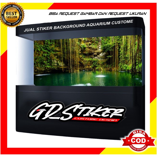 STICKER AQUARIUM / BACKGROUND AQUARIUM / WALLPAPER AQUARIUM GOA 3D BISA CUSTOM