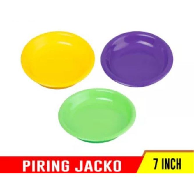 RS [2 pcs] Piring 8 inch Kuning Ungu Hijau / Piring Makan Bulat Plastik Polos