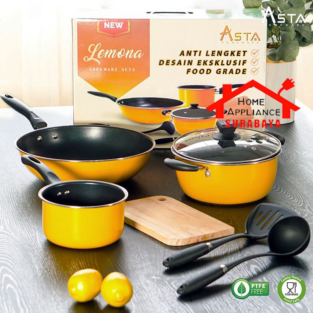 Panci Wajan Set Non Stick Asta Lemona Cookware Set 7 PCS Alat Masak Serbaguna