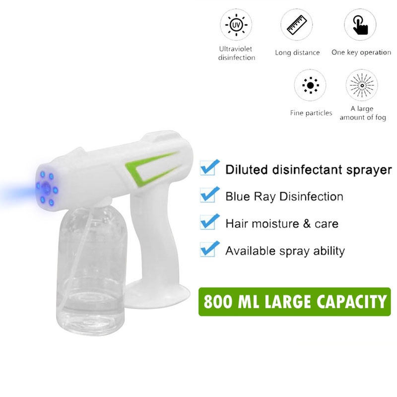 HOPE STORE - COD - 800ML NANO GUN SPRAY DESINFEKTAN /FOGGING MACHINE WIRELESS DISINFECTION BLUE LIGHT