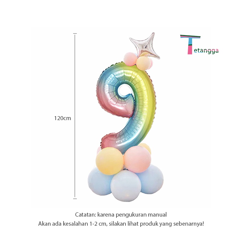 Balon Foil 1 Set Angka Balon angka Jumbo Rainbow Balon Usia