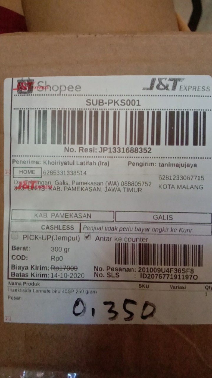 Insektisida Lannate Biru 40sp 250 Gram
