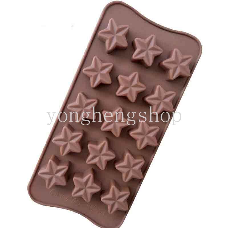 Cetakan Kue / Permen / Cokelat / Es Batu / Jelly Bentuk Bintang 3D Bahan Silikon DIY