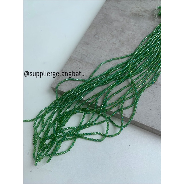 Kristal Ceko 2mm green quartz metallic bahan hijau kuarsa AB metalik