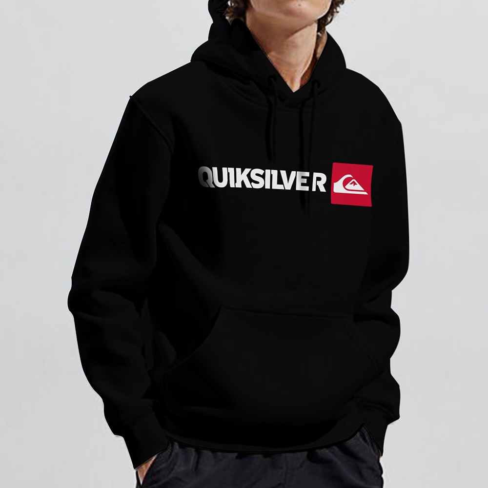Dabo apparel - Jaket hoodie pria Quicksilver basic logo crewneck cowok cewek distro bandung Sablon D