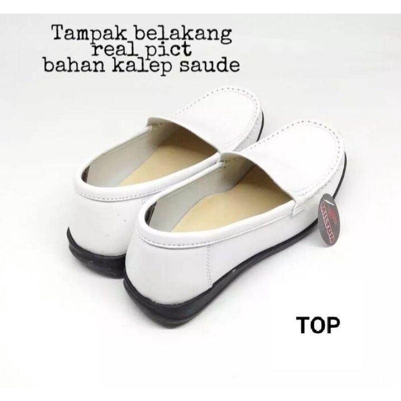 Sepatu Pantofel Wanita Formal Perawat Dan Kantoran Warna Putih/Hitam Milton MM 319