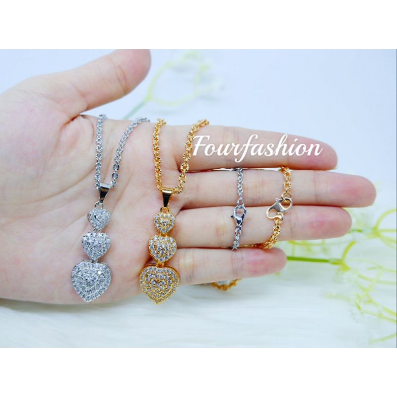 Fourfashion Kalung Xuping Love 3 Susun Lapis Emas