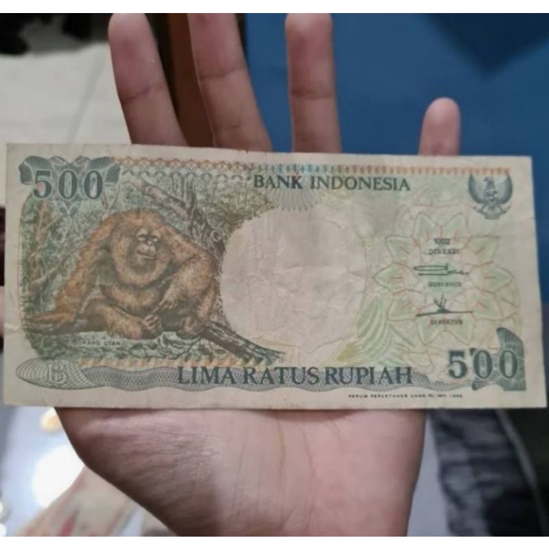 uang kertas 500 Rupiah gambar orang utan Tahun 1992