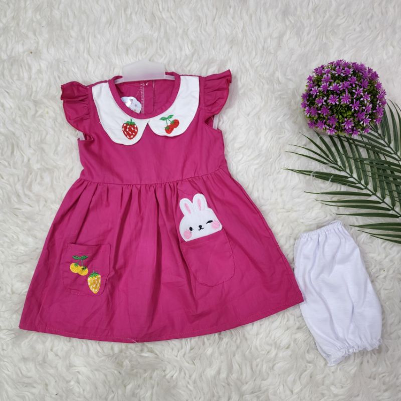 Baju bayi perempuan stelan dres RABBIT baby girl