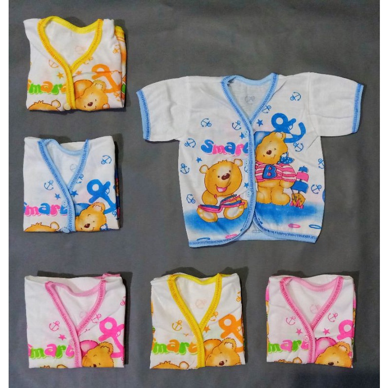 Baju Bayi Lengan Pendek PUTIH Size New Bahan Katun Atasan Bayi Baru Lahir Murah