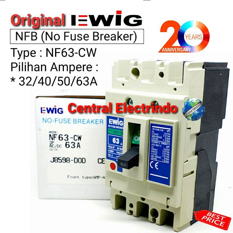 MCCB NFB63CW EWIG 32A/40A/50A/63A.