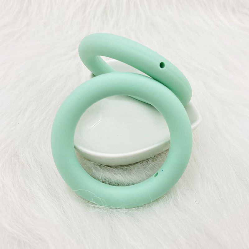 Mary 5Pcs / Pak Mainan Teether Bayi DIY Bentuk Cincin Bahan Silikon 65mm