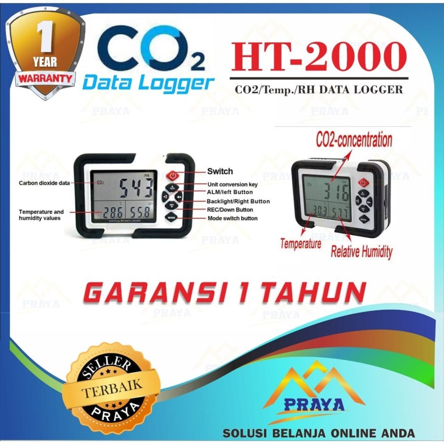 HT-2000 DIGITAL CARBON DIOXIDA CO2 DATA LOGGER SENSORS DETECTOR HT2000