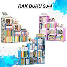 COD Rak Buku Portable 3 Sisi Serbaguna 12 Layer 9 Ruang Susun Penyimpanan buku tas Rak buku serbaguna rak portable lemari buku