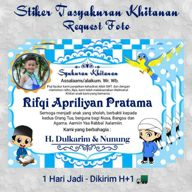 Stiker Tasyakuran Khitanan Anak Request Foto Shopee Indonesia