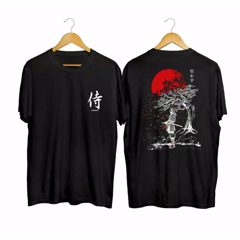 Fourfashion Kaos Pria Distro Samurai Sakura Sunset Black CN622