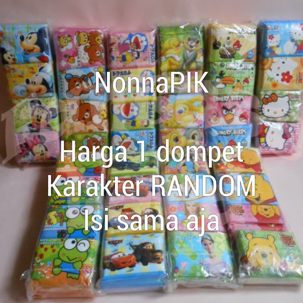 Dompet Tissue Karakter Anak Tisue Saku Lucu + isi 14 Lembar Murah Meriah