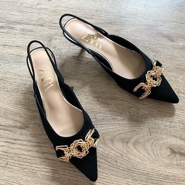 Sepatu ZR-143 Kitten Heel Metallic Mules
