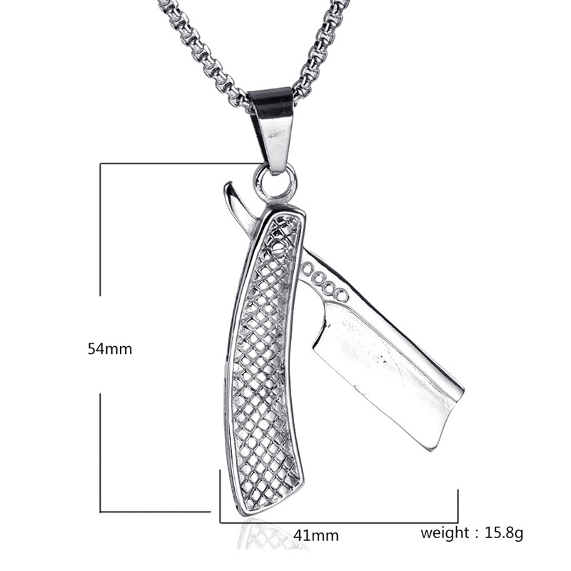 Kalung Dengan Liontin Pisau Cukur Bahan Stainless Steel Untuk Pria