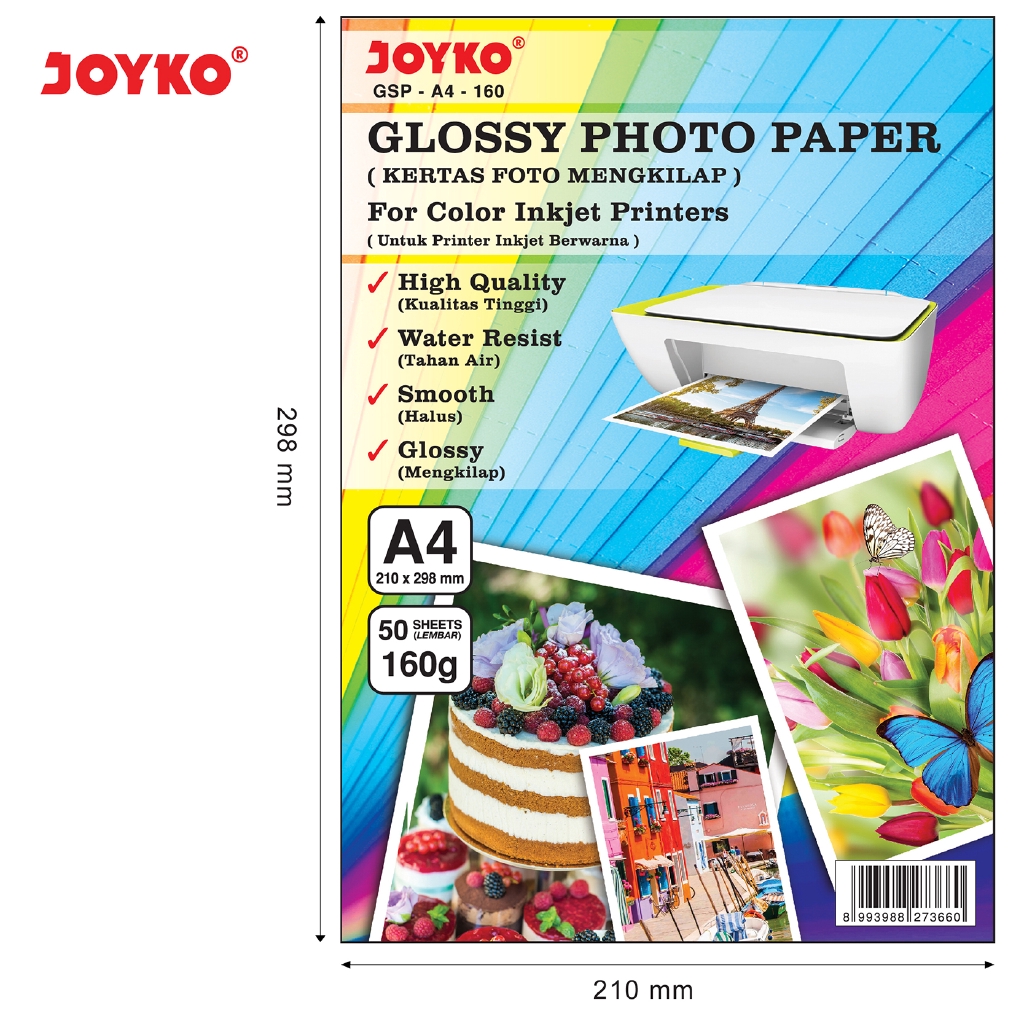 

Glossy Photo Paper Kertas Foto Mengkilap GSP-A4-160 50 Sheets Lembar