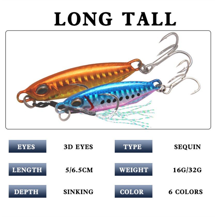 Shengyao 1Pcs Duo Metal Lead Jig Fishing Lure 16g 32g Swimbait Fishing Ikan Bass Bait Kail Wobbler Jigging